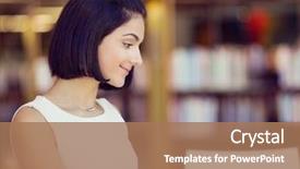  Presentation with student - Slide deck featuring happy young female student sudying background and a  colored foreground