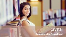  Presentation with female college student uti - Audience pleasing slide set consisting of happy young female student sudying backdrop and a  colored foreground