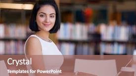  Presentation with student - Presentation design enhanced with happy young female student sudying background and a  colored foreground