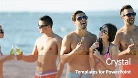 Presentation with beer - Audience pleasing PPT layouts consisting of happy young friends drinking beer backdrop and a coral colored foreground