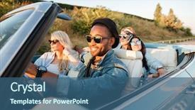  Presentation with teen driving - Beautiful slide deck featuring happy young friends driving backdrop and a ocean colored foreground