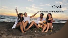  Presentation with celebrate - Audience pleasing slides consisting of running on the beach backdrop and a light gray colored foreground