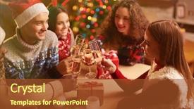  Presentation with flutes - Audience pleasing slides consisting of toasting on christmas home party backdrop and a tawny brown colored foreground