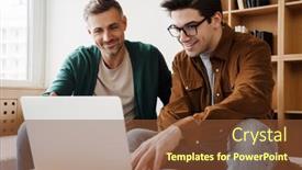  Presentation with sitting posture and computer ergonomics - Presentation enhanced with happy-young-gay-couple-using background and a tawny brown colored foreground