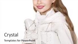  Presentation with figure skating - PPT theme with happy young girl figure skating isolated background and a white colored foreground