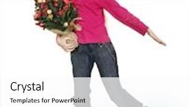  Presentation with figure skating - PPT layouts having happy young girl figure skating with christmas tree isolated background and a white colored foreground