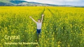  Presentation with rapeseed - Presentation design with happy young girl in rapeseed background and a tawny brown colored foreground