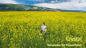  Presentation with rapeseed - Colorful presentation theme enhanced with happy young girl in rapeseed backdrop and a tawny brown colored foreground