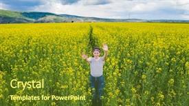 Presentation with rapeseed - Audience pleasing presentation design consisting of happy young girl in rapeseed backdrop and a tawny brown colored foreground