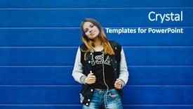  Presentation with happy music lovers - Beautiful theme featuring happy young girl listening music backdrop and a  colored foreground