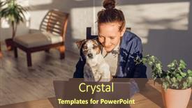  Presentation with online app - Presentation theme consisting of happy-young-girl-student-watch and a violet colored foreground