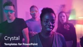  Presentation with african ethnicity - Cool new slides with happy-young-glamorous-woman backdrop and a navy blue colored foreground