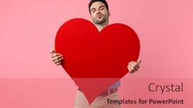  Presentation with kiss - Presentation design having happy-young-guy-holding background and a coral colored foreground