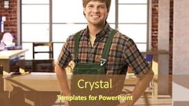  Presentation with handyman - Audience pleasing slide set consisting of happy young handyman carpenter in workshop smiling backdrop and a red colored foreground