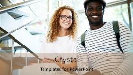  Presentation with intercultural - Beautiful presentation theme featuring happy young intercultural couple looking backdrop and a coral colored foreground