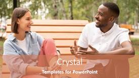  Presentation with intercultural - Cool new slide deck with happy-young-intercultural-couple backdrop and a coral colored foreground