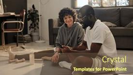  Presentation with intercultural - PPT layouts enhanced with happy-young-intercultural-couple background and a tawny brown colored foreground