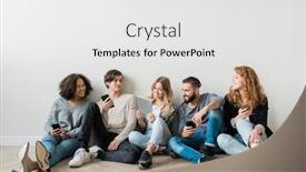  Presentation with intercultural - Beautiful slide set featuring happy young intercultural friends backdrop and a white colored foreground