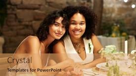  Presentation with wedding white - PPT theme having happy-young-intercultural-homosexual-couple background and a yellow colored foreground