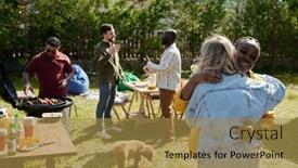  Presentation with women making - Slides having happy-young-intercultural-women-embracing background and a gold colored foreground