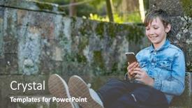  Presentation with teen - Slide set consisting of happy-young-kid-is-sitting background and a  colored foreground