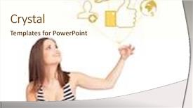  Presentation with balloon - Amazing slide deck having happy young lady holding social icon balloon backdrop and a cream colored foreground