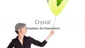 Presentation with green globe - Cool new presentation theme with happy young lady holding a green globe balloon backdrop and a white colored foreground