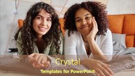  Presentation with young happy couple - Presentation theme having happy-young-lesbian-couple background and a coral colored foreground