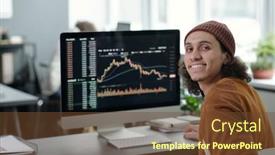  Presentation with data analyst - Presentation design having happy-young-male-it-manager background and a tawny brown colored foreground