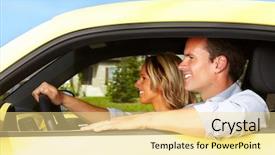  Presentation with driver - Presentation theme enhanced with happy-young-man-driver background and a blonde colored foreground