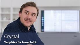  Presentation with living room - Slide deck having happy-young-man-enjoying-free background and a  colored foreground