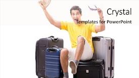  Presentation with happy sad face man - Colorful PPT theme enhanced with happy young man going backdrop and a sky blue colored foreground