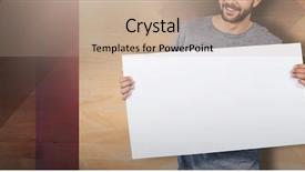  Presentation with happy sad adoption custody - Colorful PPT theme enhanced with happy young man holding placard backdrop and a  colored foreground