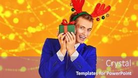  Presentation with studio lights - Audience pleasing slides consisting of happy-young-man-in-elegant backdrop and a navy blue colored foreground