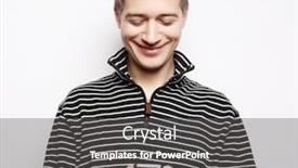  Presentation with sms - PPT theme having happy-young-man-in-glasses background and a dark gray colored foreground