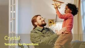  Presentation with military - Slide deck featuring happy-young-man-in-military background and a coral colored foreground