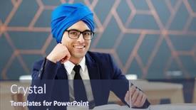  Presentation with turban - Cool new presentation with anchor tv programs - happy young man in suit backdrop and a ocean colored foreground