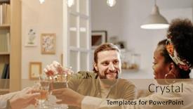  Presentation with members - Presentation having happy-young-man-looking background and a coral colored foreground