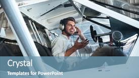  Presentation with 3d man sitting question mark - Beautiful presentation theme featuring happy young man pilot sitting backdrop and a teal colored foreground