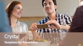  Presentation with memories - Colorful slides enhanced with happy young man taking picture backdrop and a coral colored foreground