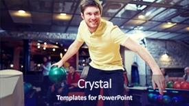  Presentation with bowling - Cool new presentation theme with happy young man throwing ball backdrop and a navy blue colored foreground