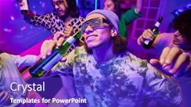  Presentation with friday - PPT theme with happy-young-man-with-bottle background and a royal blue colored foreground