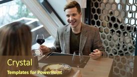  Presentation with dinner - Theme featuring happy-young-man-with-glass background and a tawny brown colored foreground