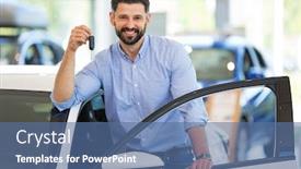  Presentation with car - Slide deck enhanced with happy-young-man-with-new background and a ocean colored foreground