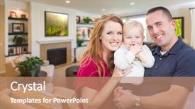  Presentation with military family - Beautiful slide deck featuring happy young military family inside backdrop and a coral colored foreground