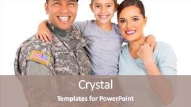  Presentation with military family - Amazing slide set having happy young military family backdrop and a coral colored foreground