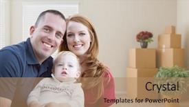  Presentation with military family - Amazing presentation theme having happy young military family backdrop and a coral colored foreground