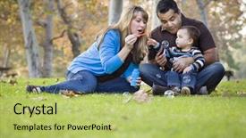  Presentation with ethnic - Theme having happy young mixed race ethnic background and a yellow colored foreground