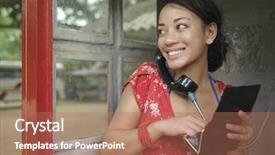  Presentation with race - Slide deck consisting of happy-young-mixed-race-woman background and a coral colored foreground