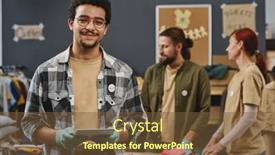  Presentation with ethnic group - Slides with happy-young-multi-ethnic-male background and a tawny brown colored foreground